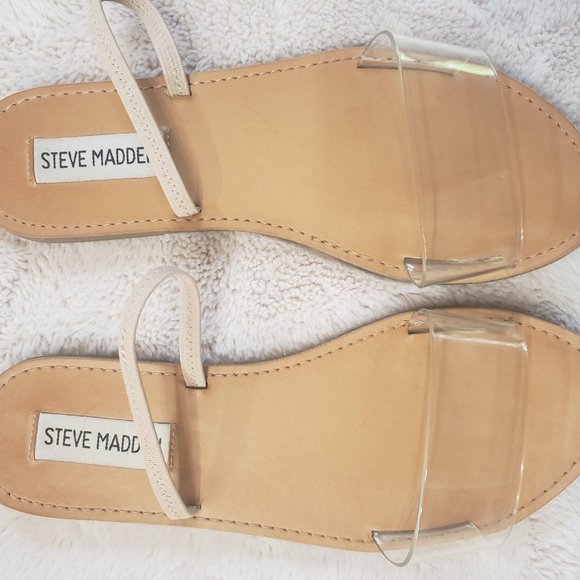 STEVE MADDEN Clear Flat Sandals Size 6 - Picture 6 of 6